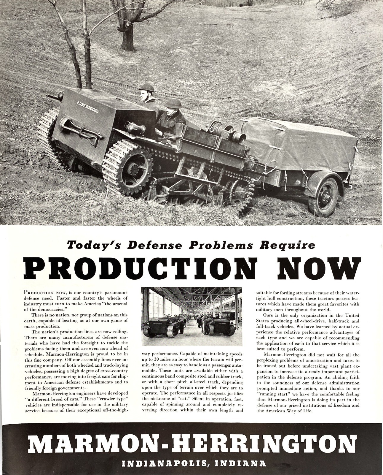 Marmon-Herrington Artillery Tractor Indianapolis IN 1941 Vtg Magazine Print Ad