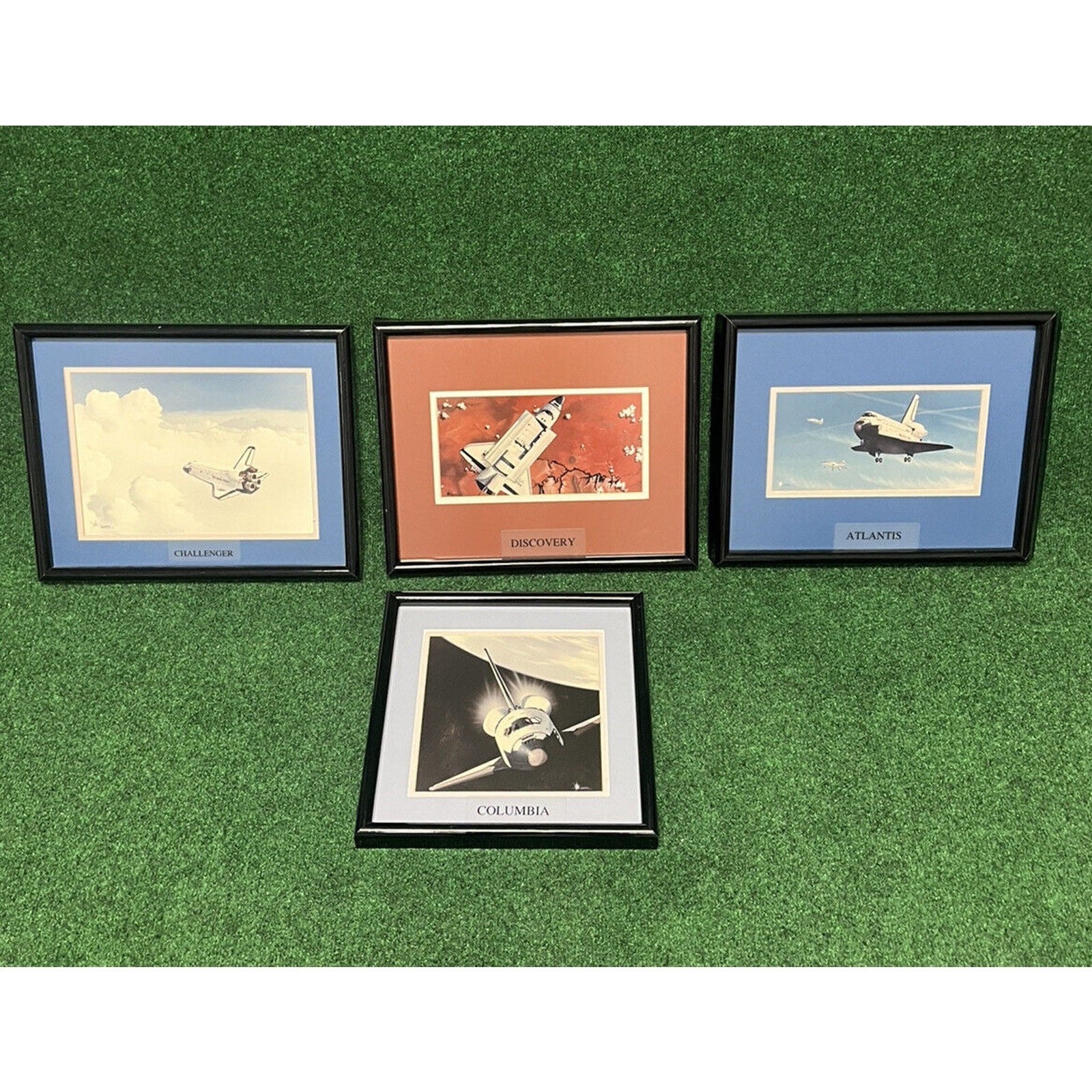 Vintage Lot 4 Framed Sanni NASA Space Shuttle Columbia Challenger Photos
