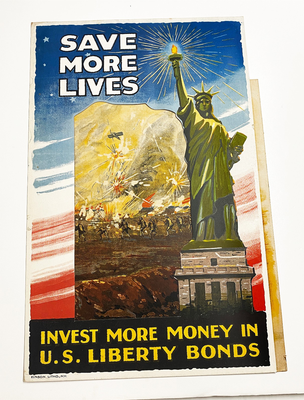 Original 1918 US WWI poster, super rare multipart standup, won\'t see another