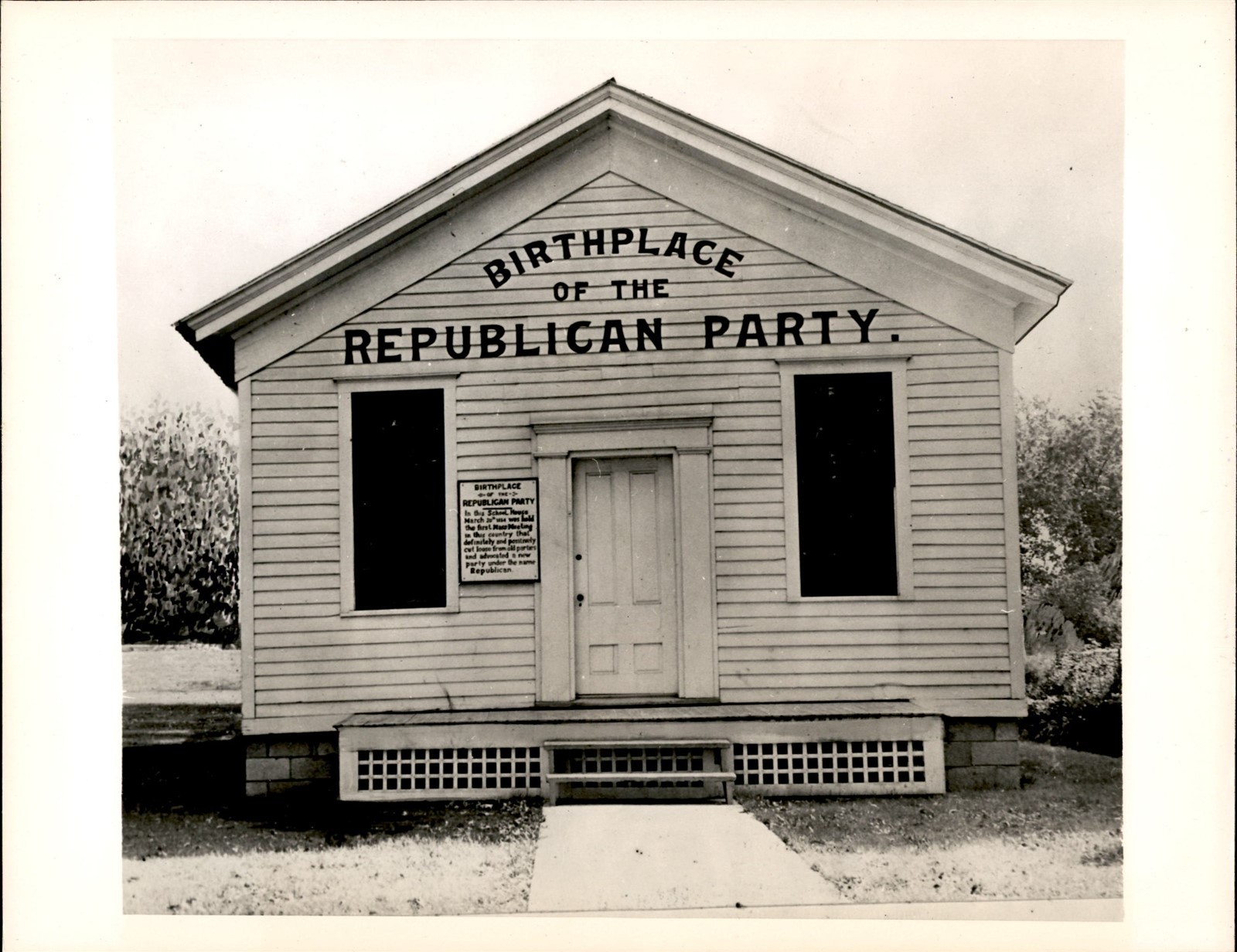 GA287 1954 Original Photo RIPON WISCONSIN SCHOOLHOUSE BIRTHPLACE OF REPUBLICANS