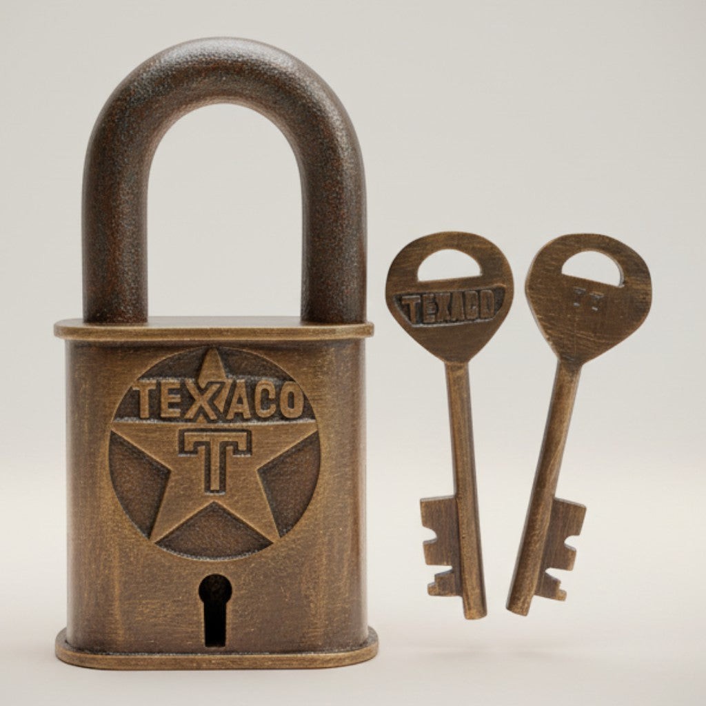 Texaco 1902 Cast Iron Lock with Keys