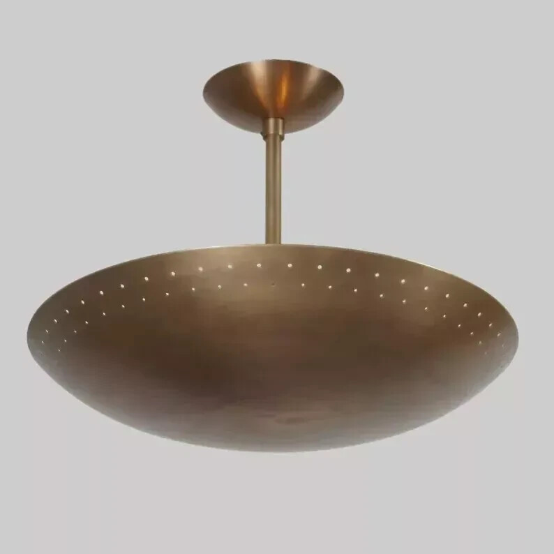 Mid Century Light | Brass Perforated Ceiling  Light| Mount Pendant Light Fixture