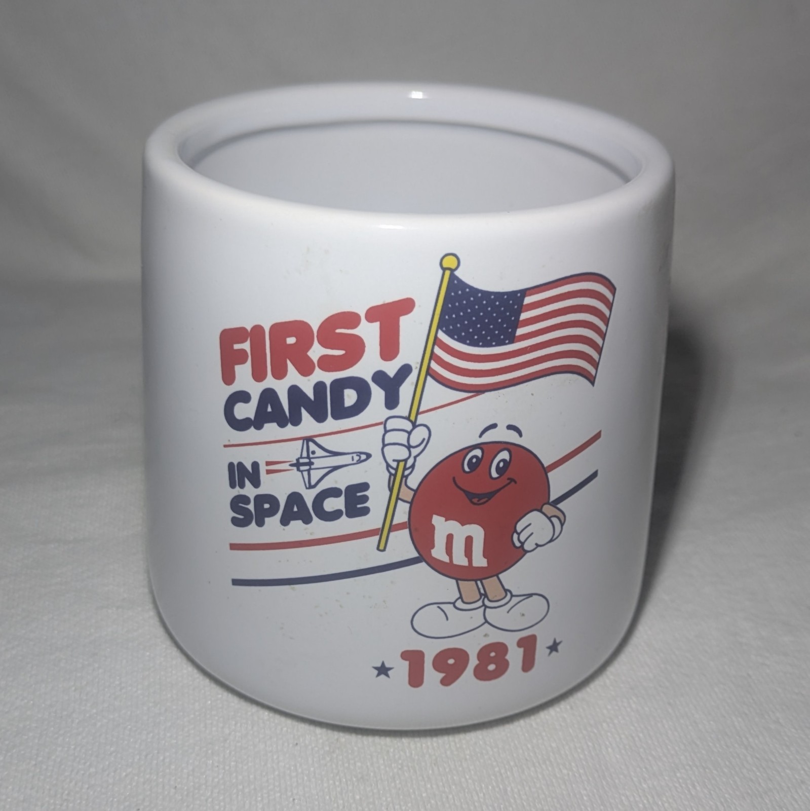 Vintage 1981 M&M First Candy In Space Cup Ceramic Mug Collectible Rare