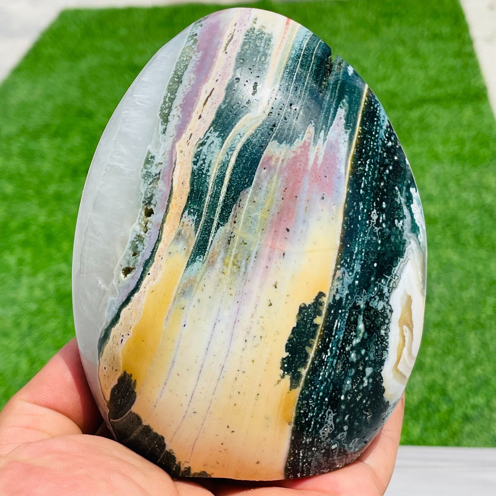 2.20lb Large Natural Colorful Ocean Jasper Freeform Crystal Display Specimen