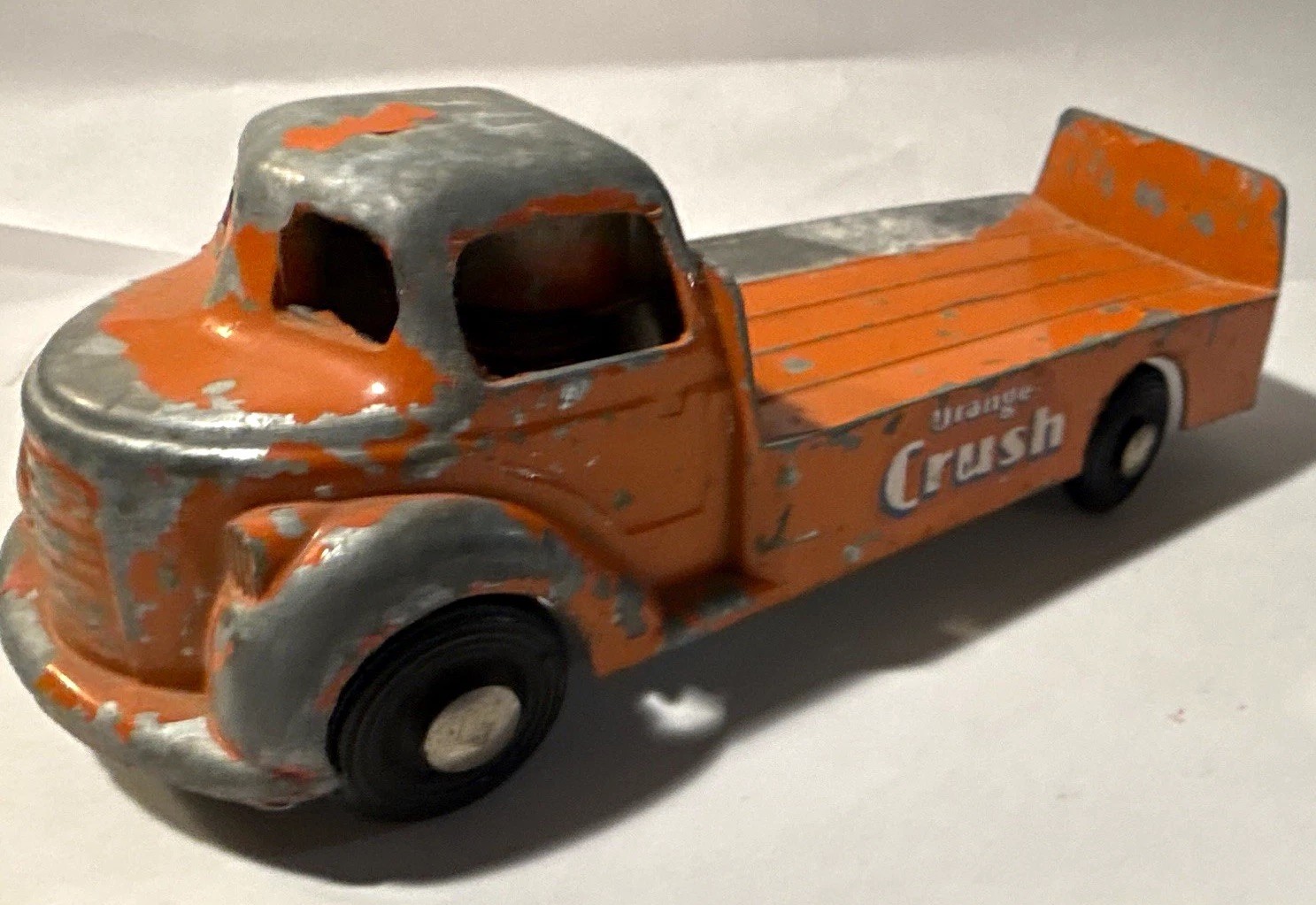 1950’s Orange Crush Vintage Soda Toy Truck Orange/Gray/Black Pressed Metal