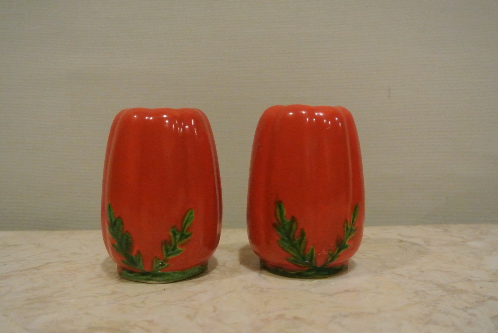 Vintage Beautiful Maruhon Orange Pumpkin Shakers Made in Occupied Japan