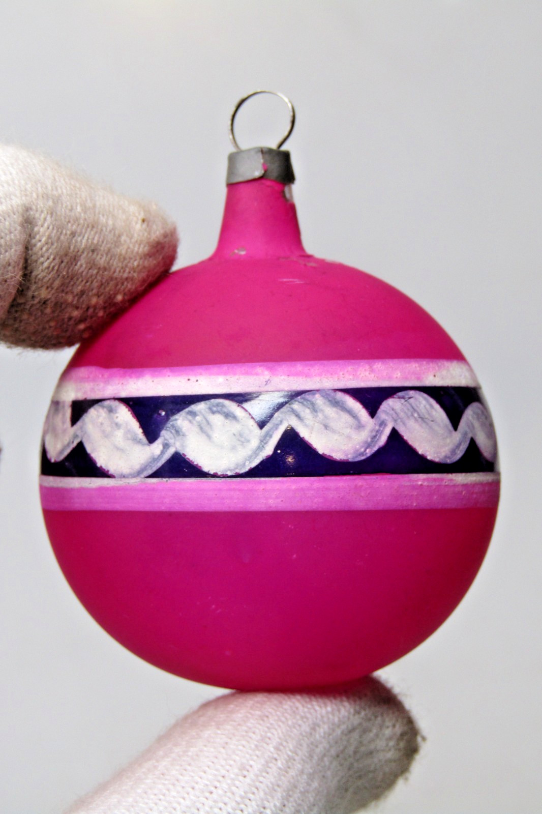 VTG WWII UNsilvered Opaque Glass Pictured BALL Christmas Ornament Germany PINK