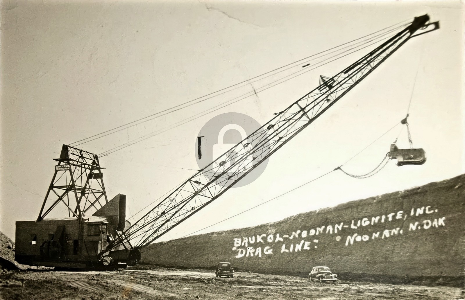 Lignite Mine Drag Line Crane Noonan ND North Dakota RPPC Photo Postcard COPY
