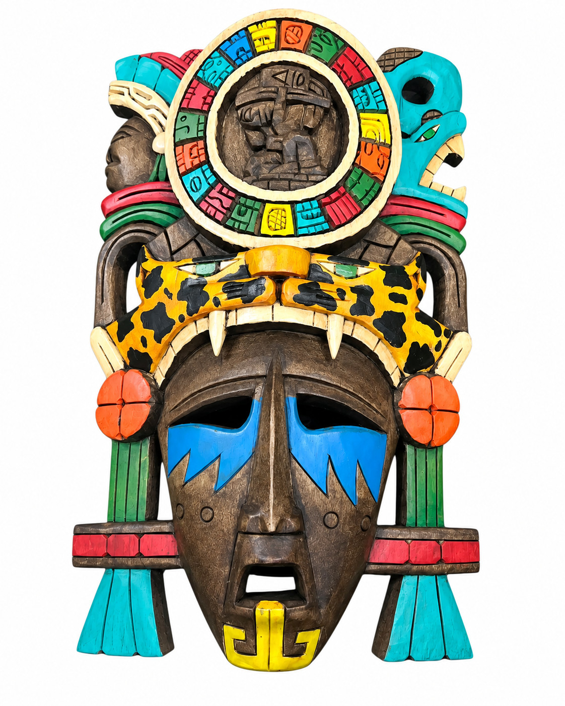 Mayan Wooden Mask Jaguar Mascara De La Vida Y La Muerte Handmade In Mexico