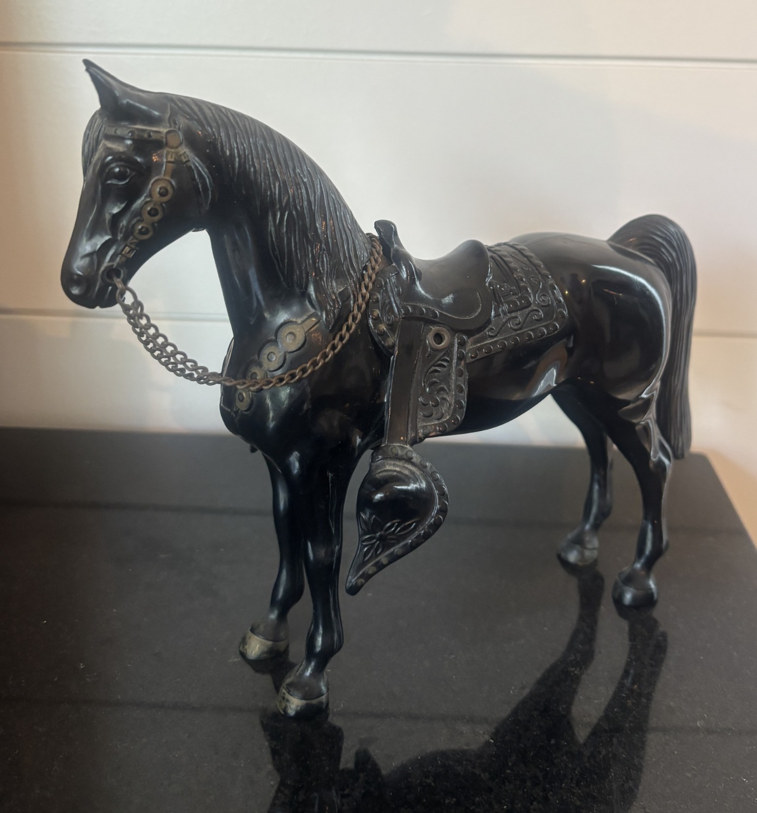 Vintage 1950s Breyer BLACK BEAUTY Western Mount Horse w/ Saddle Chain Reins #58