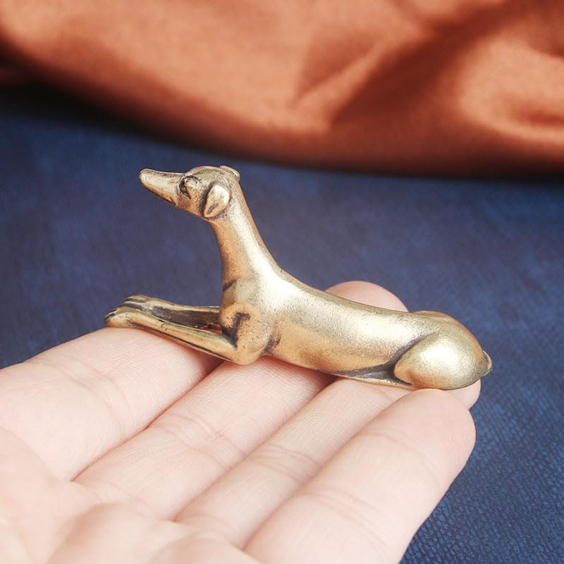 2Pcs Vintage Greyhound Desk Ornament, Brass Dog Figurine Small Dog Statue Animal
