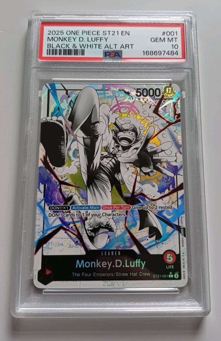 PSA 10 Monkey D Luffy ST21-001 Black & White Alt Art English One Piece Gear 5