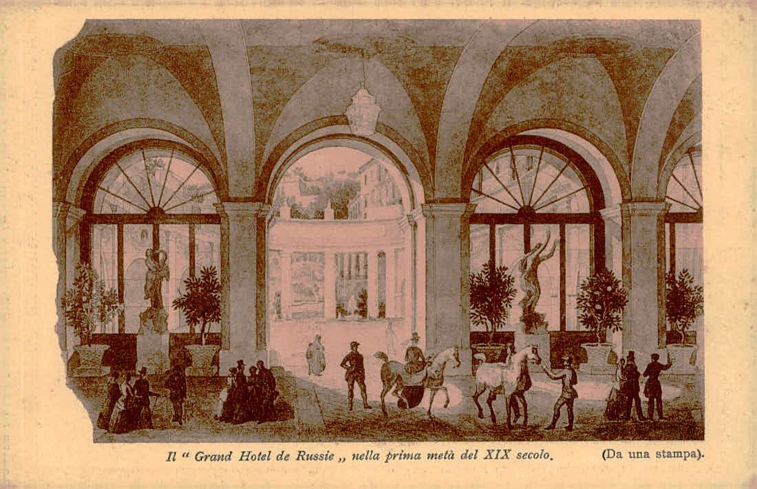 Rome Italy Grand Hotel de Russie 19th Century View Vintage Postcard