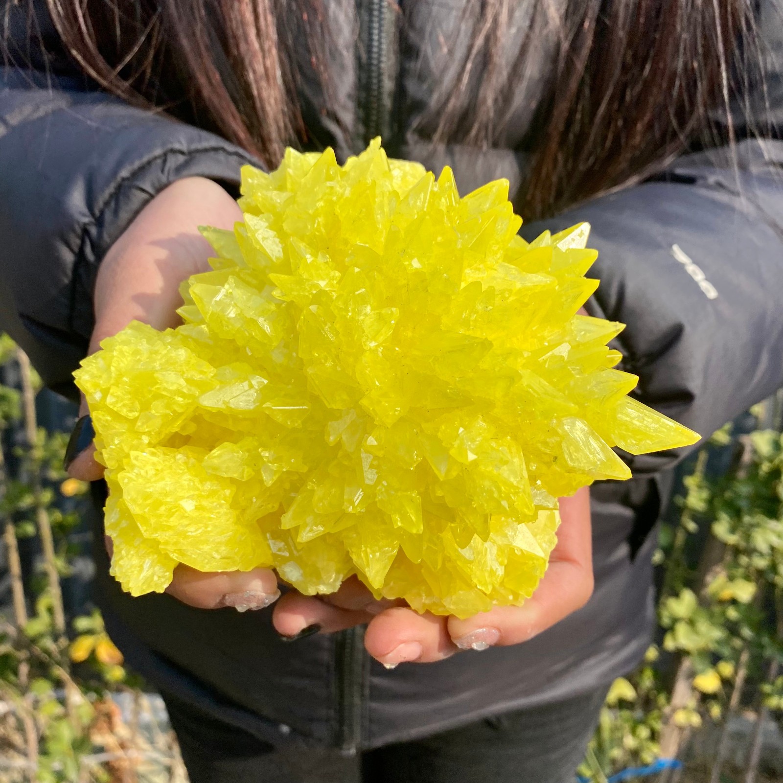 1.5LB Rare yellow sulfur mineral specimen