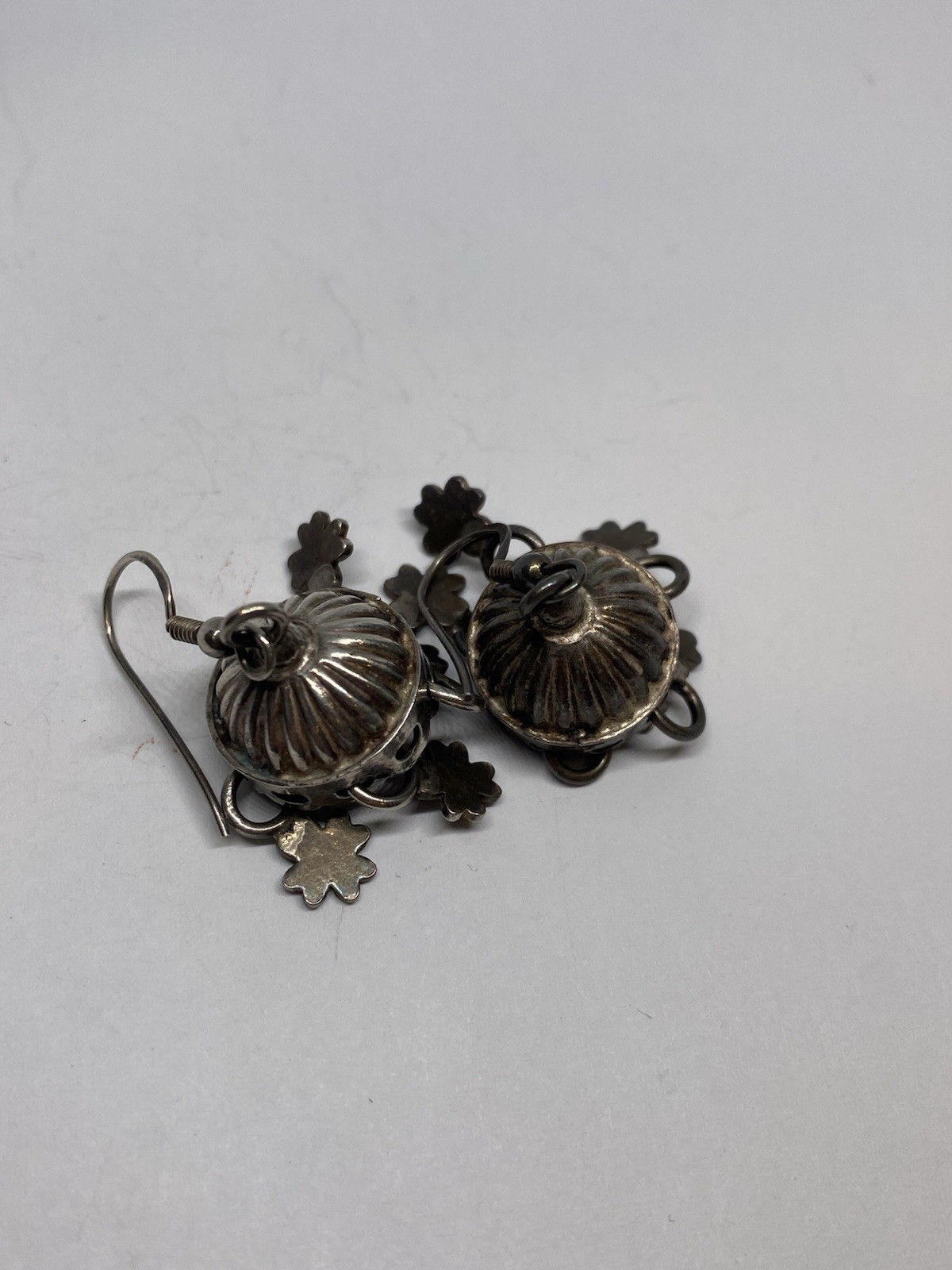 10g 925 STERLING SILVER 4 LEAF CLOVERS DANGLE VINTAGE EARRINGS FINE JEWELRY
