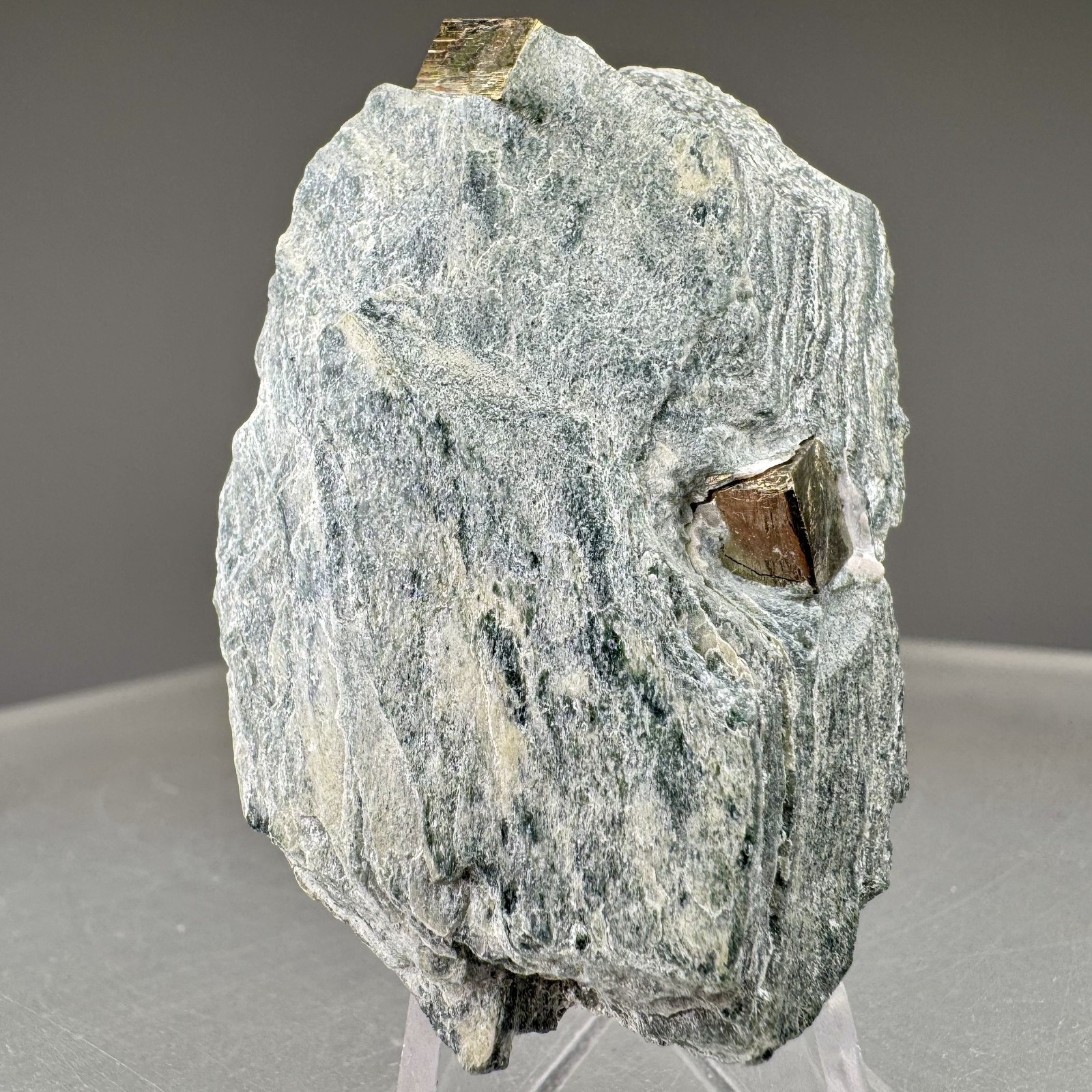 Pyrite in Schist: Lehigh Portland Cement Company Quarry, Frederick Co., Maryland