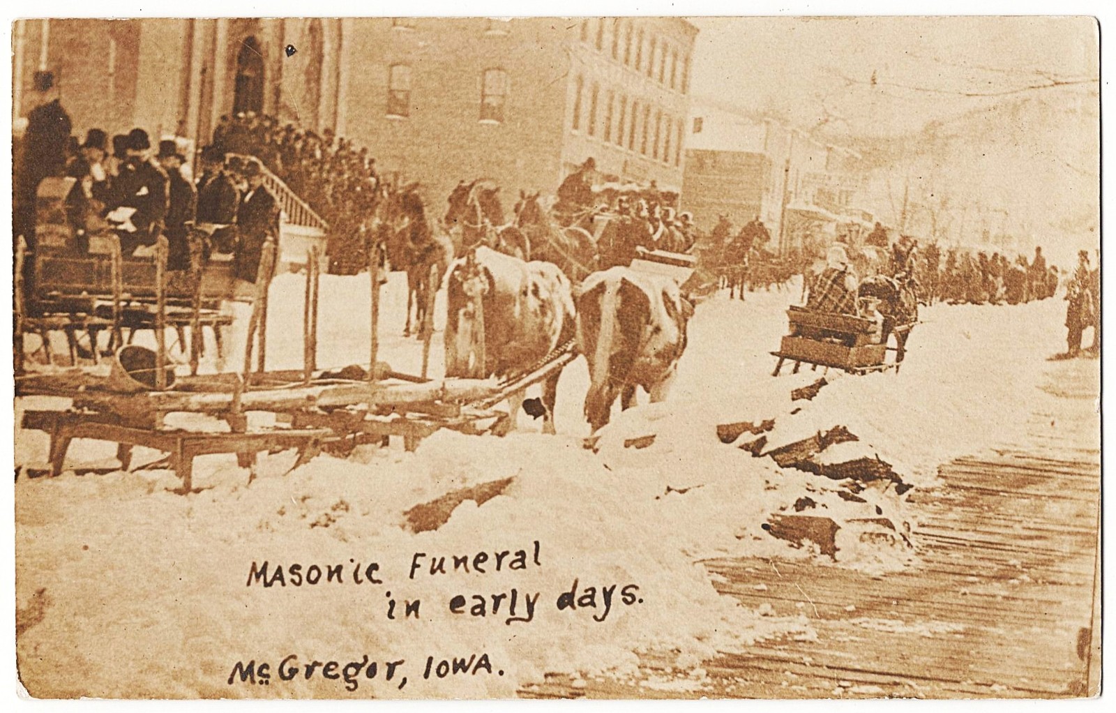 real photo McGregor IA - Masonic Funeral In Early Days antique postcard RPPC