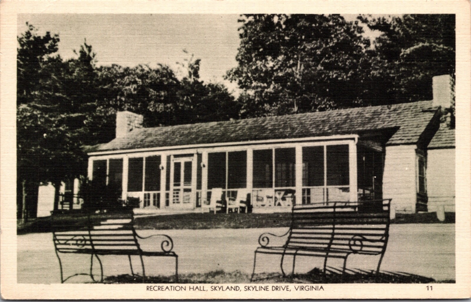 Linen Postcard Recreation Hall, Skyland, Skyland Drive, Virginia