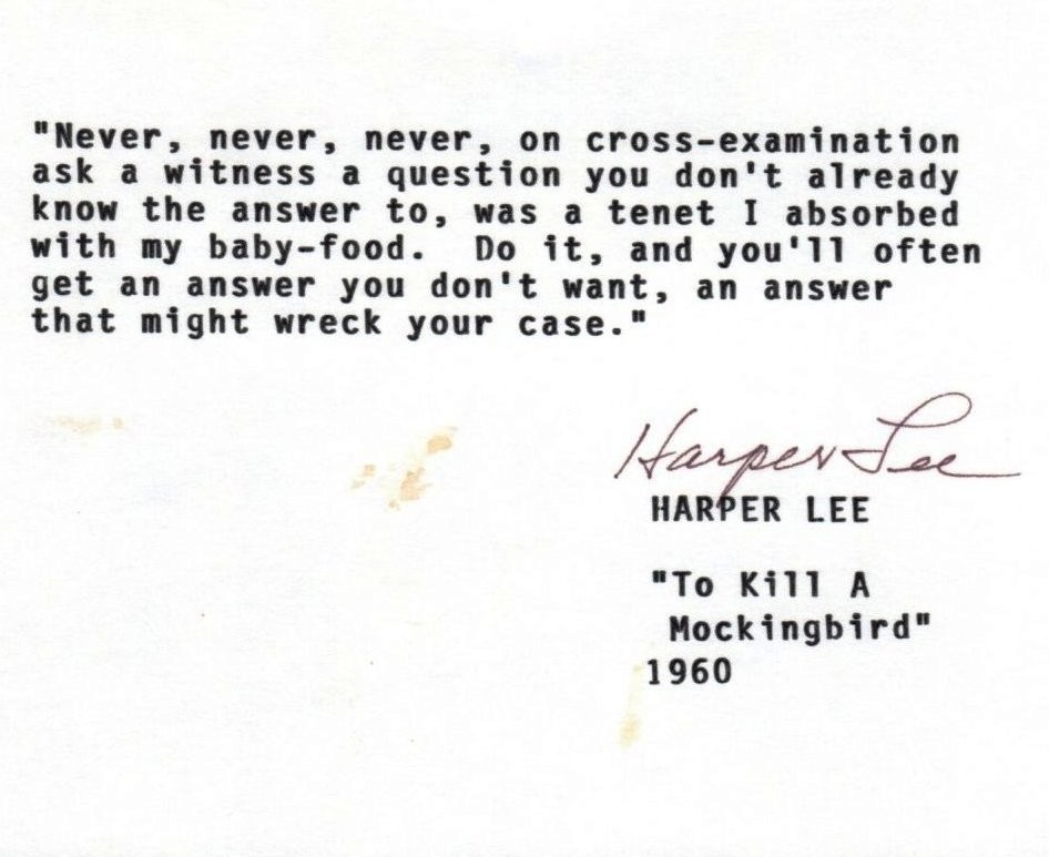Very Rare HARPER LEE Autograph TO KILL A MOCKINGBIRD Signed Quotation TQS w/ COA Very Rare HARPER LEE Autograph TO KILL A MOCKINGBIRD Signed Quotation TQS w/ COA