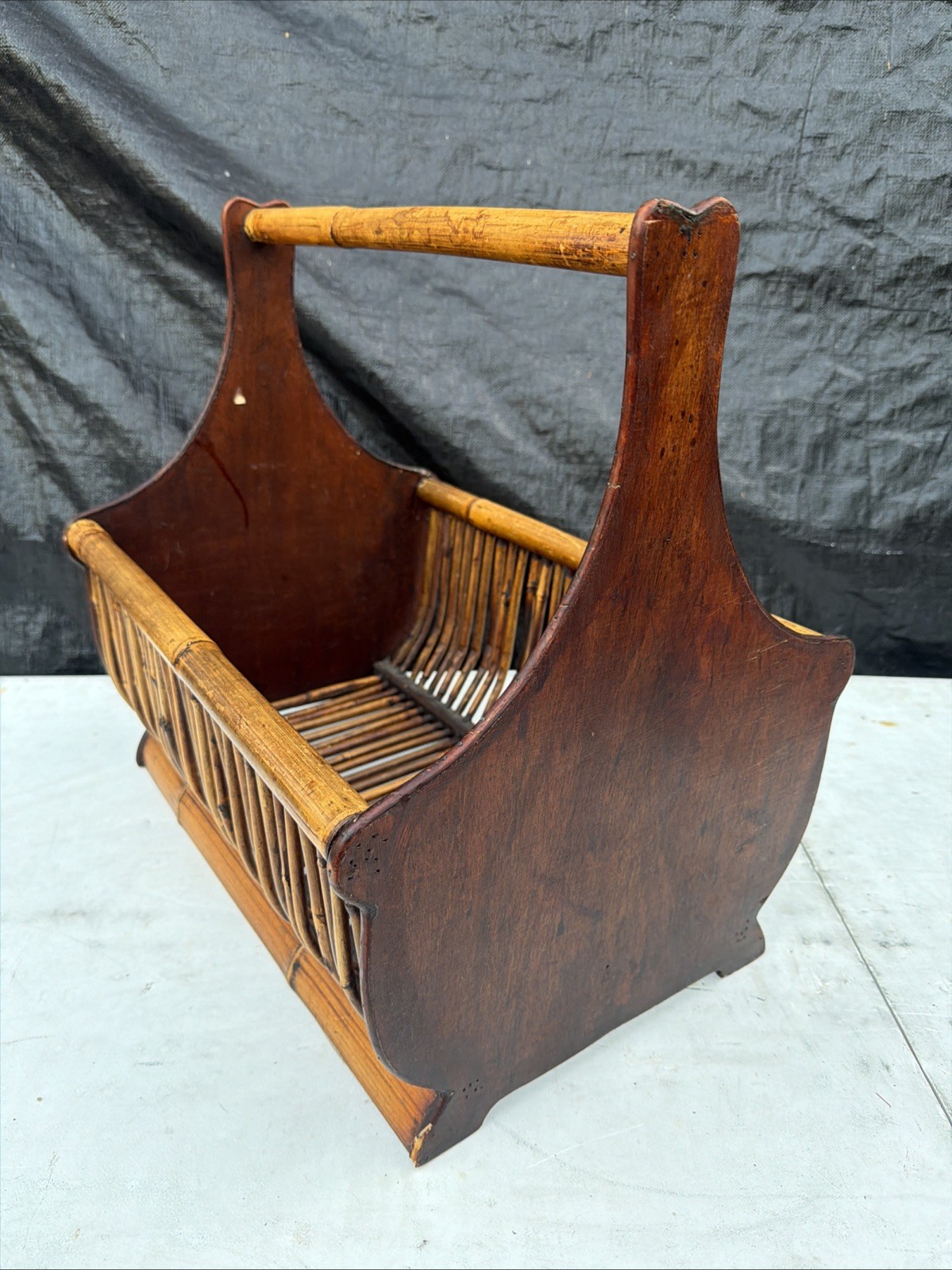 Magazine Rack Stand Bentwood Bamboo Album Holder Vintage MCM