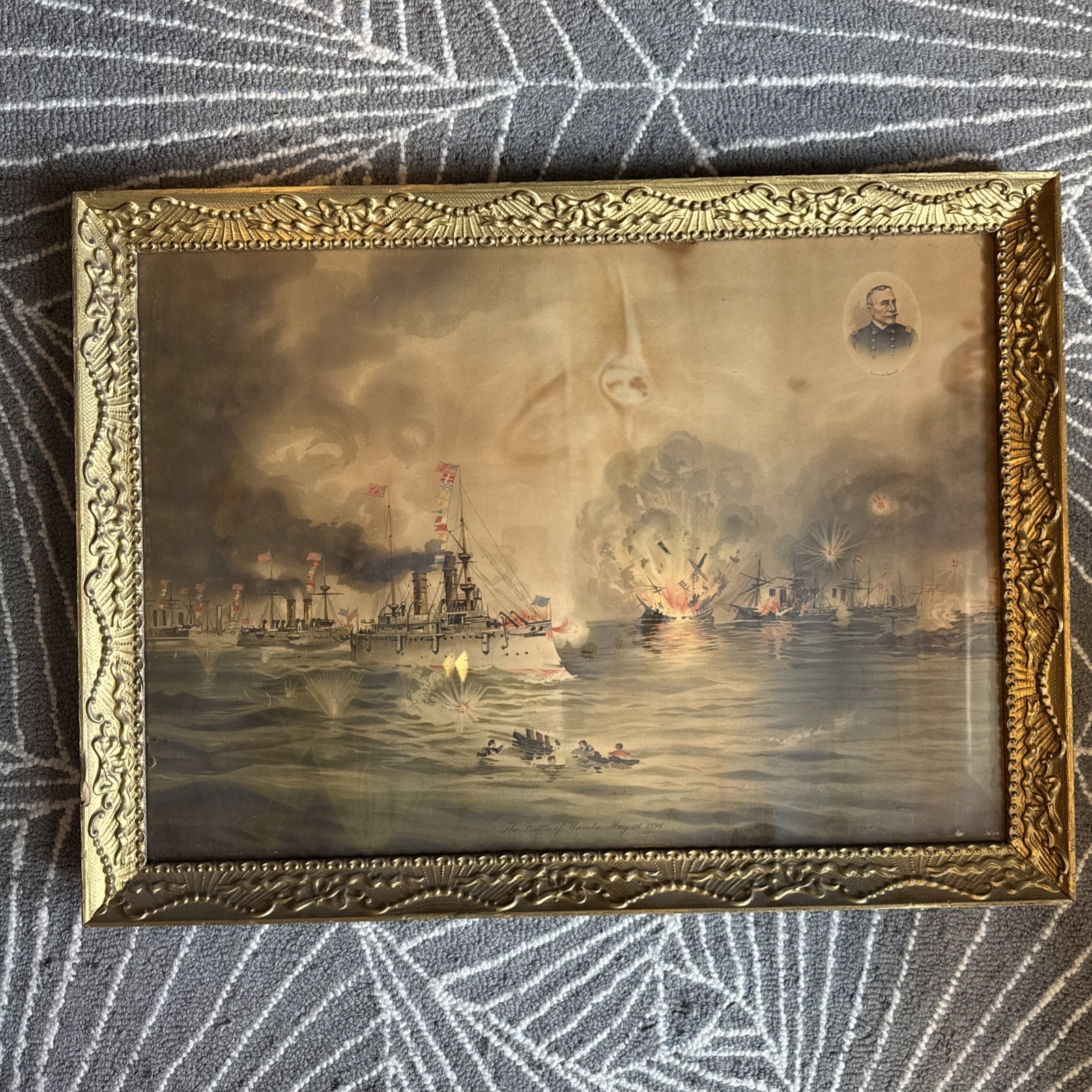 Original 1898 US Navy Battle Of Manila Bay Framed Print