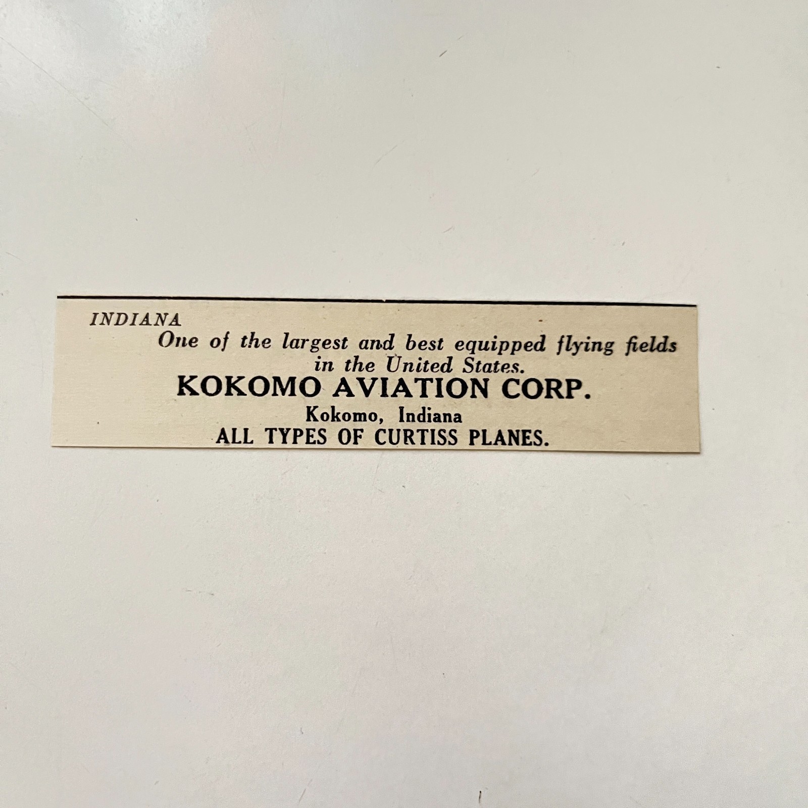 Kokomo Aviation Corp All Curtiss Planes Kokomo IN 1923 Aviation Ad TAK5-S21