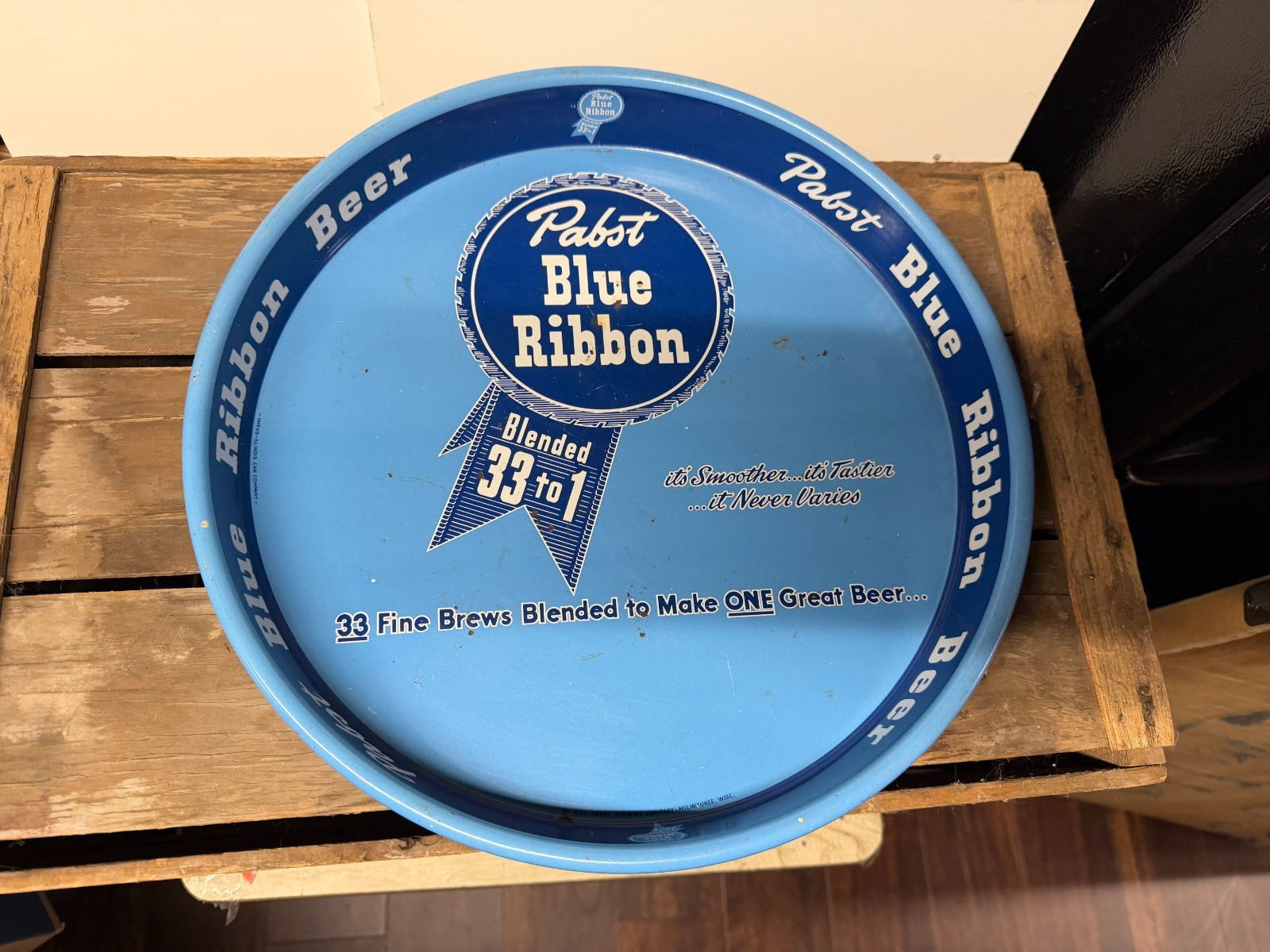 Vintage Pabst Blue Ribbon Beer Tray - Blended 33 to 1 - excellent condition