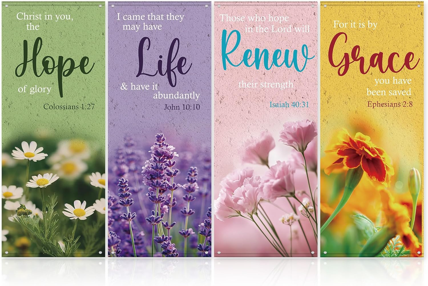 4Pcs Church Banner with Scripture for Sanctuary Wall Worship Classical Christian