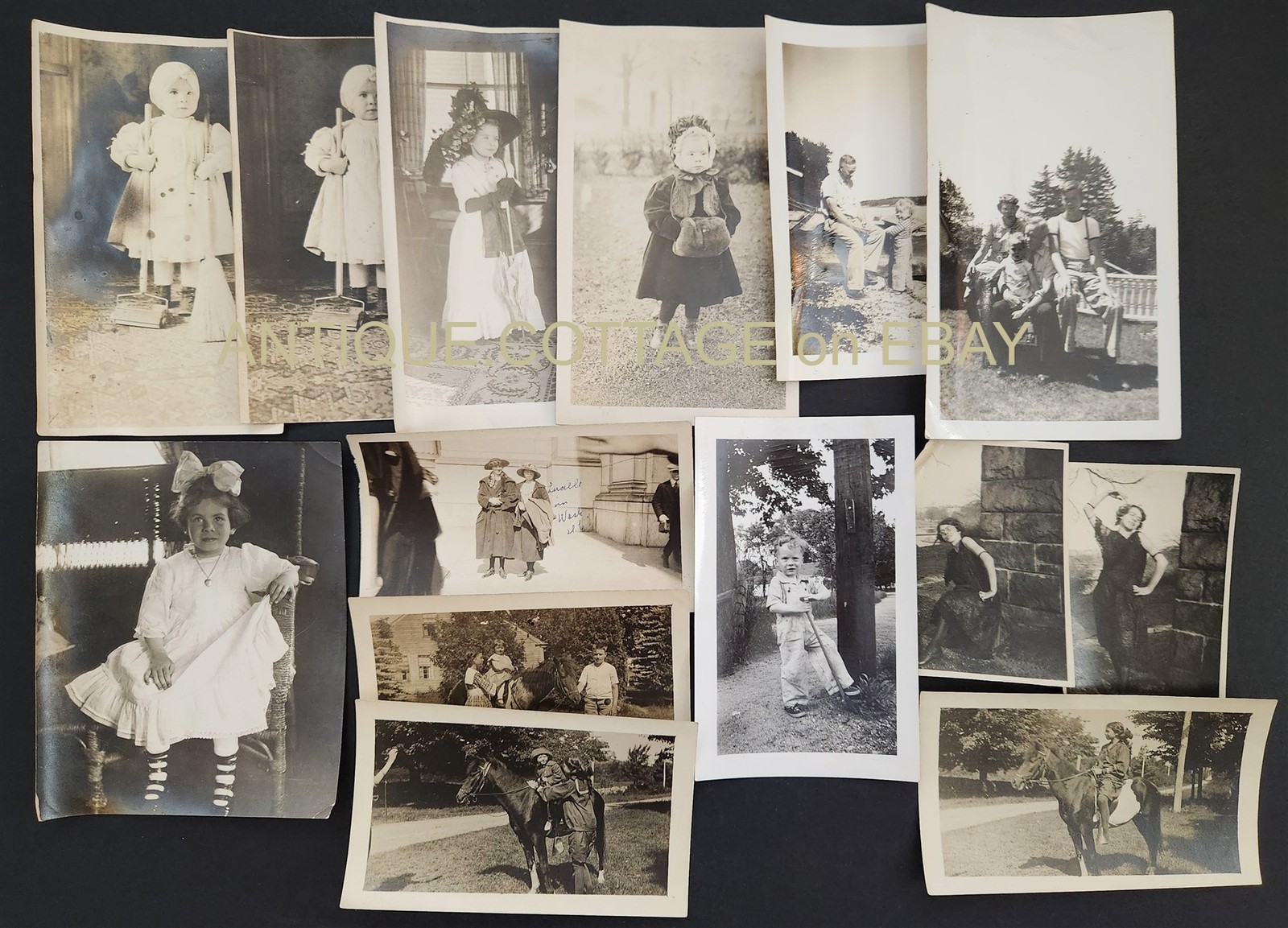 1909 antique PHOTOGRAPHS worcester paxton ma LUCILLE SCOTT family horse 14pc