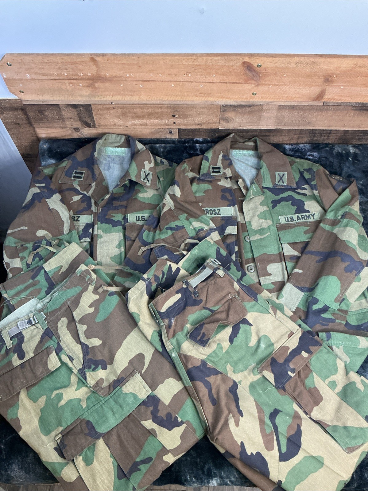 Lot of 2 VTG 1980 Rare Captains US Army Woodland BDU Combat Uniform Sets