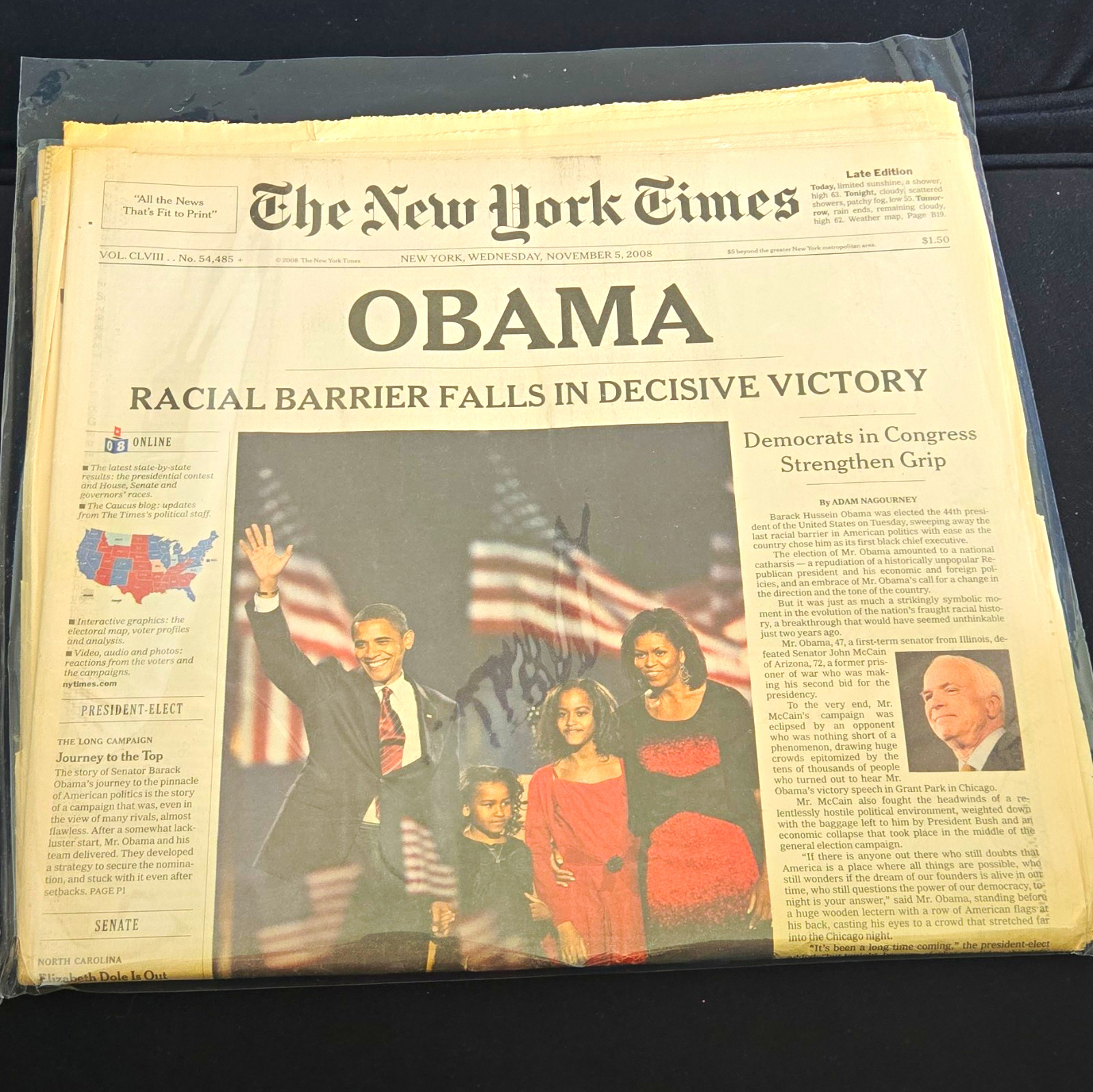 The New York Times Late Edition Wednesday November 5, 2008 - Obama Victory