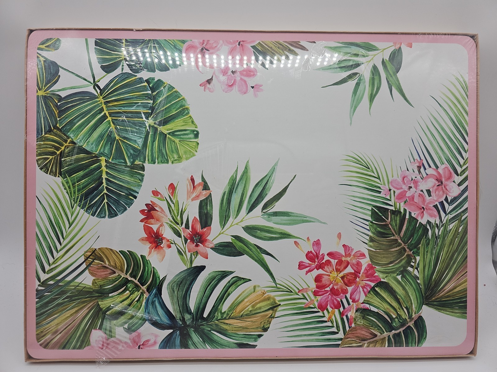 Sur La Table Cork Back Placemats Set of 4 NIP Cabana Palm Wipeable Tropical