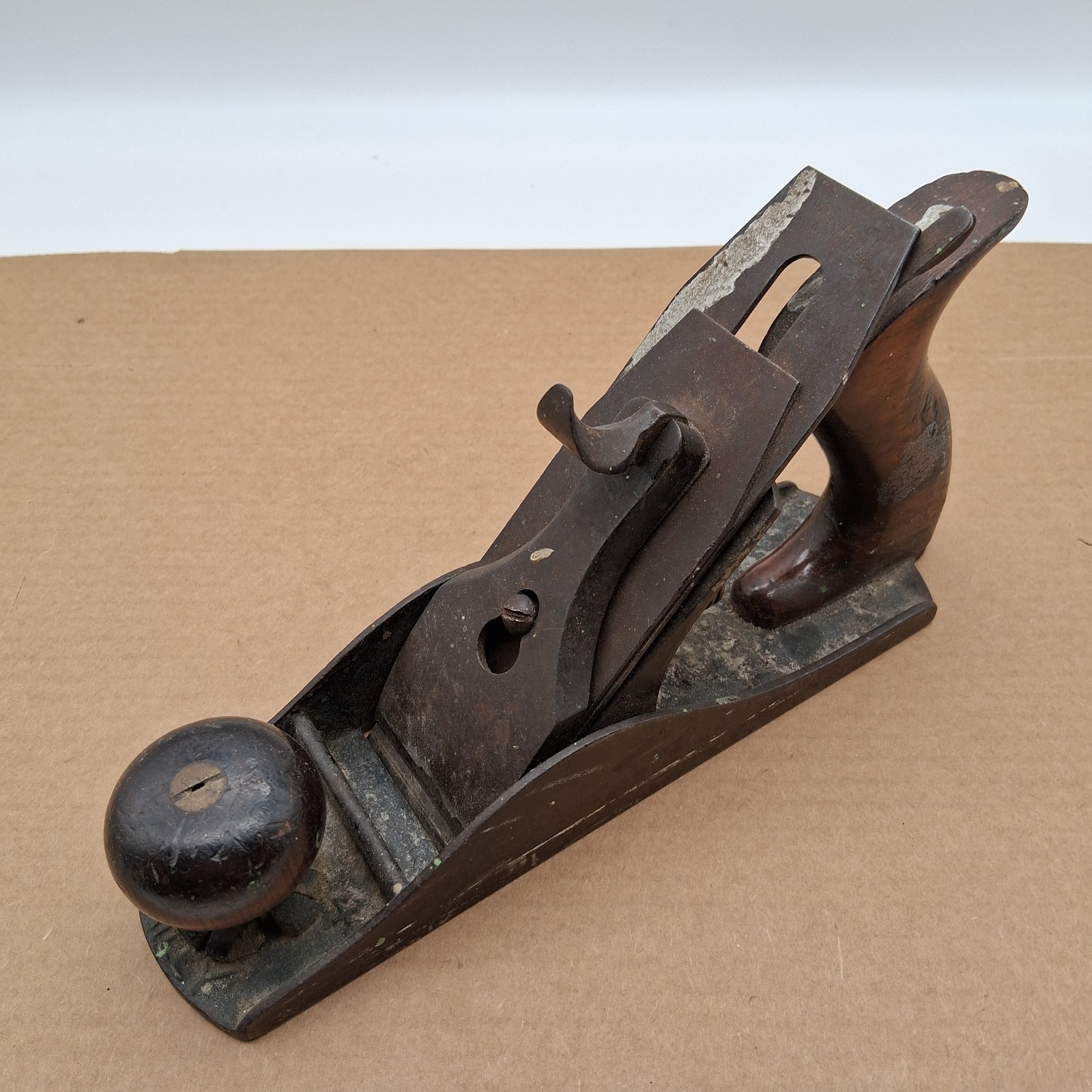 Antique Stanley Bailey #4 C Wood Plane From 1908 Corrugated Sole Unrestored -X1