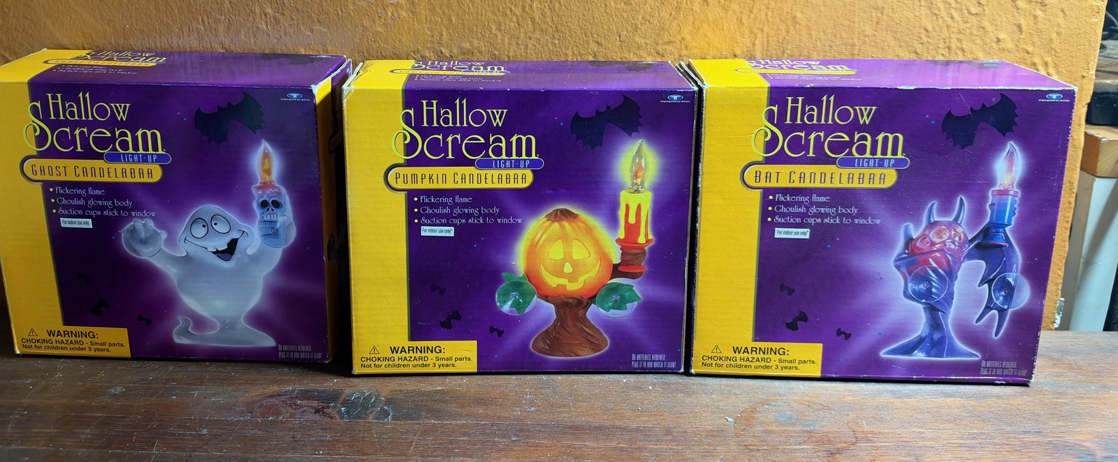 1990s Trendmasters HallowScream  3 Piece Hollowen light set Pumpkin Bat,  ghost
