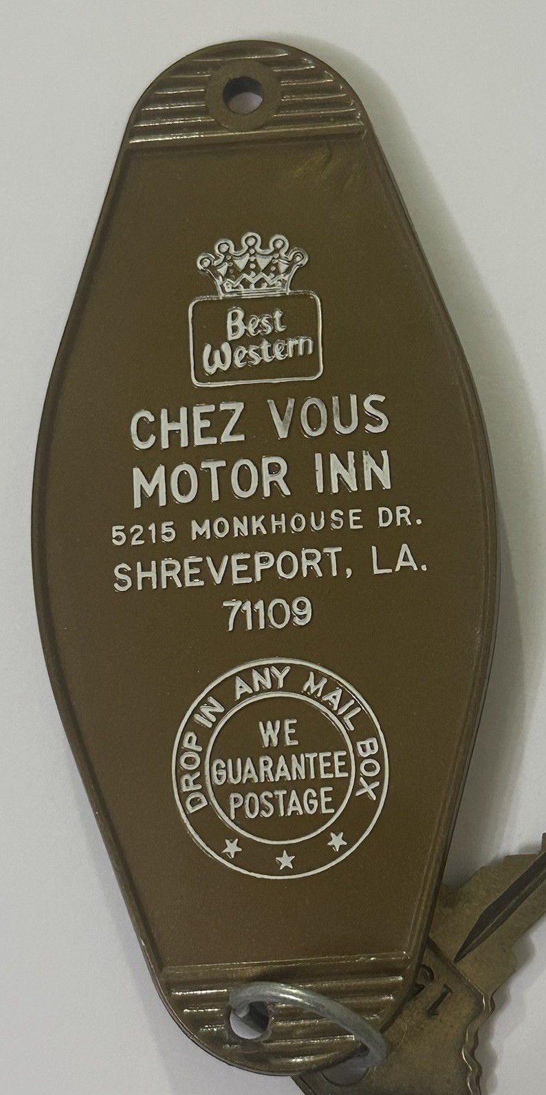 Best Western Chez Vous Motor Inn Shreveport, Louisiana Hotel Room Key #158