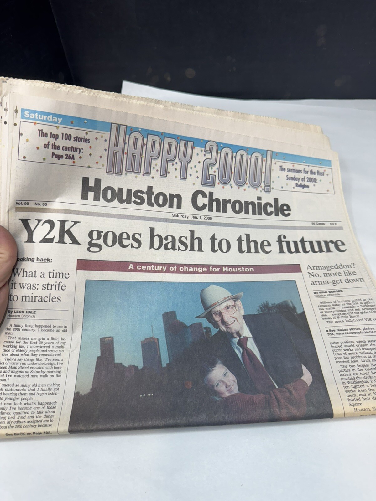 Y2K  - Historic Newspaper - January 1, 2000 - Houston Chronicle