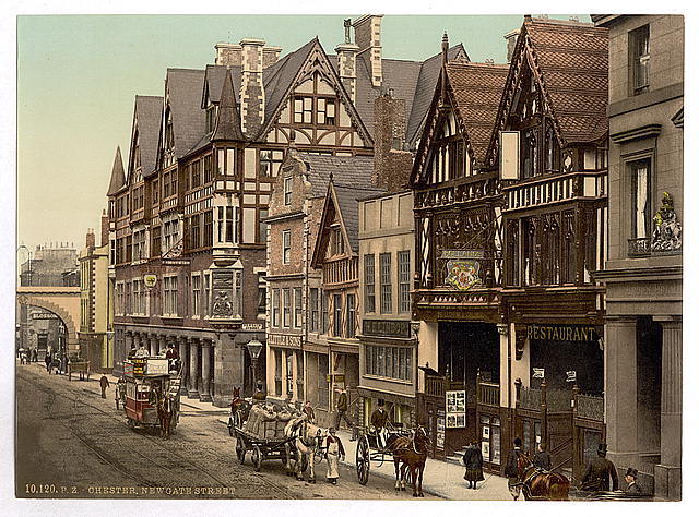 Eastgate Street and Newgate Street Chester England c1900 OLD PHOTO