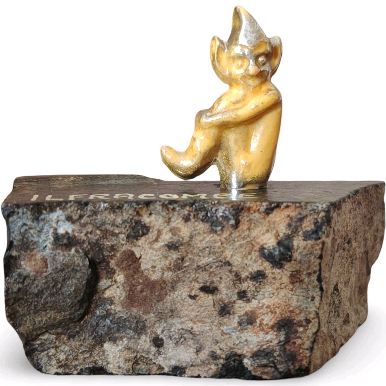  Vintage Ilfracombe Devon Pixie Figurine Imp Lucky Pixie Mineral Rock Base