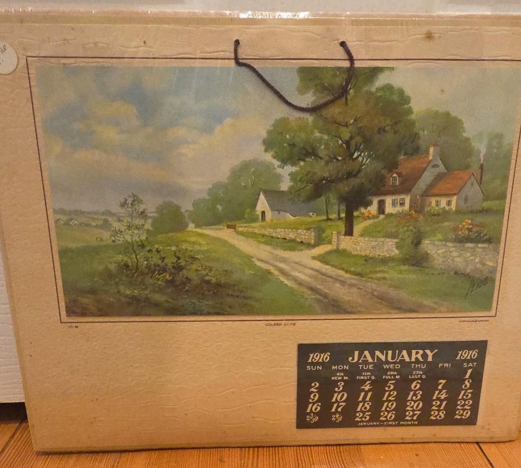Antique 1916 Hayes Litho Calendar Golden Glow DeVoe Buffalo NY Original