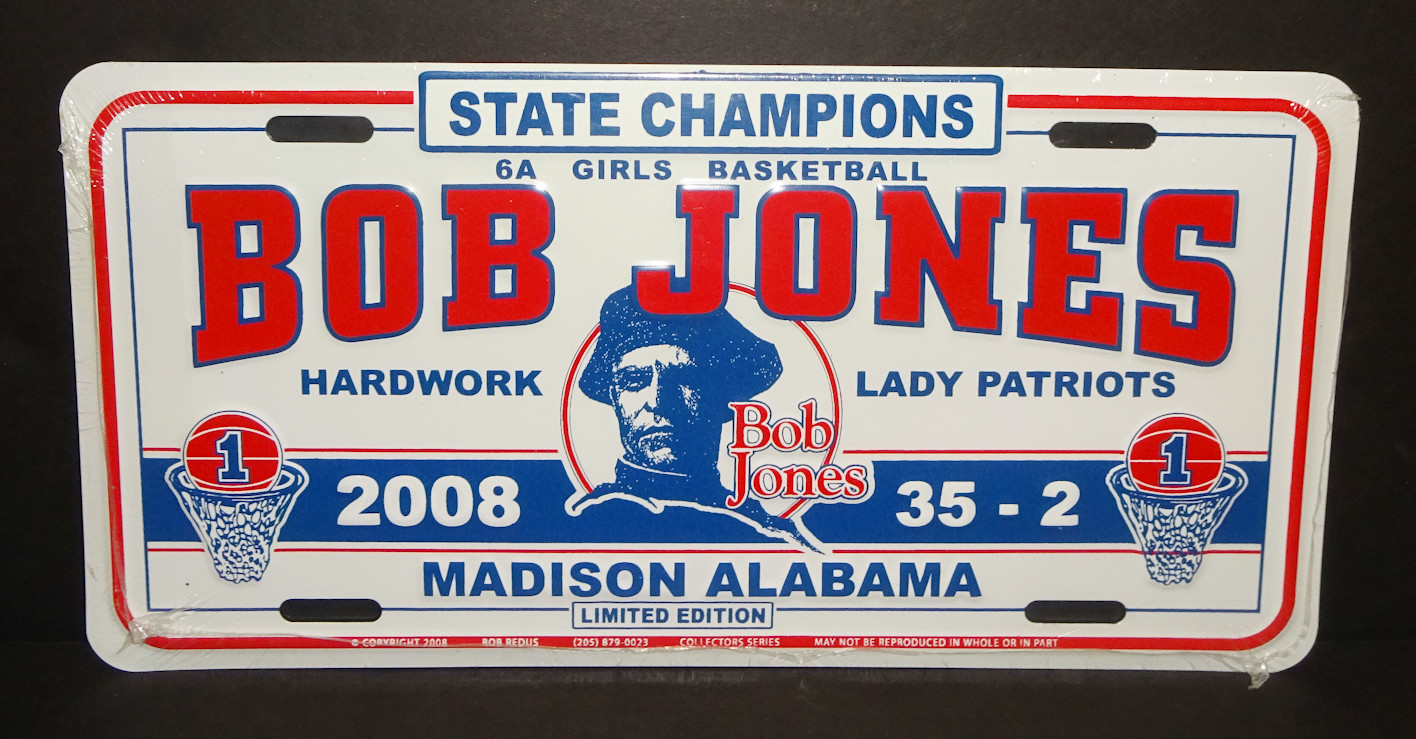 Bob Jones High School Madison Alabama Limited Edition License Plate 2008