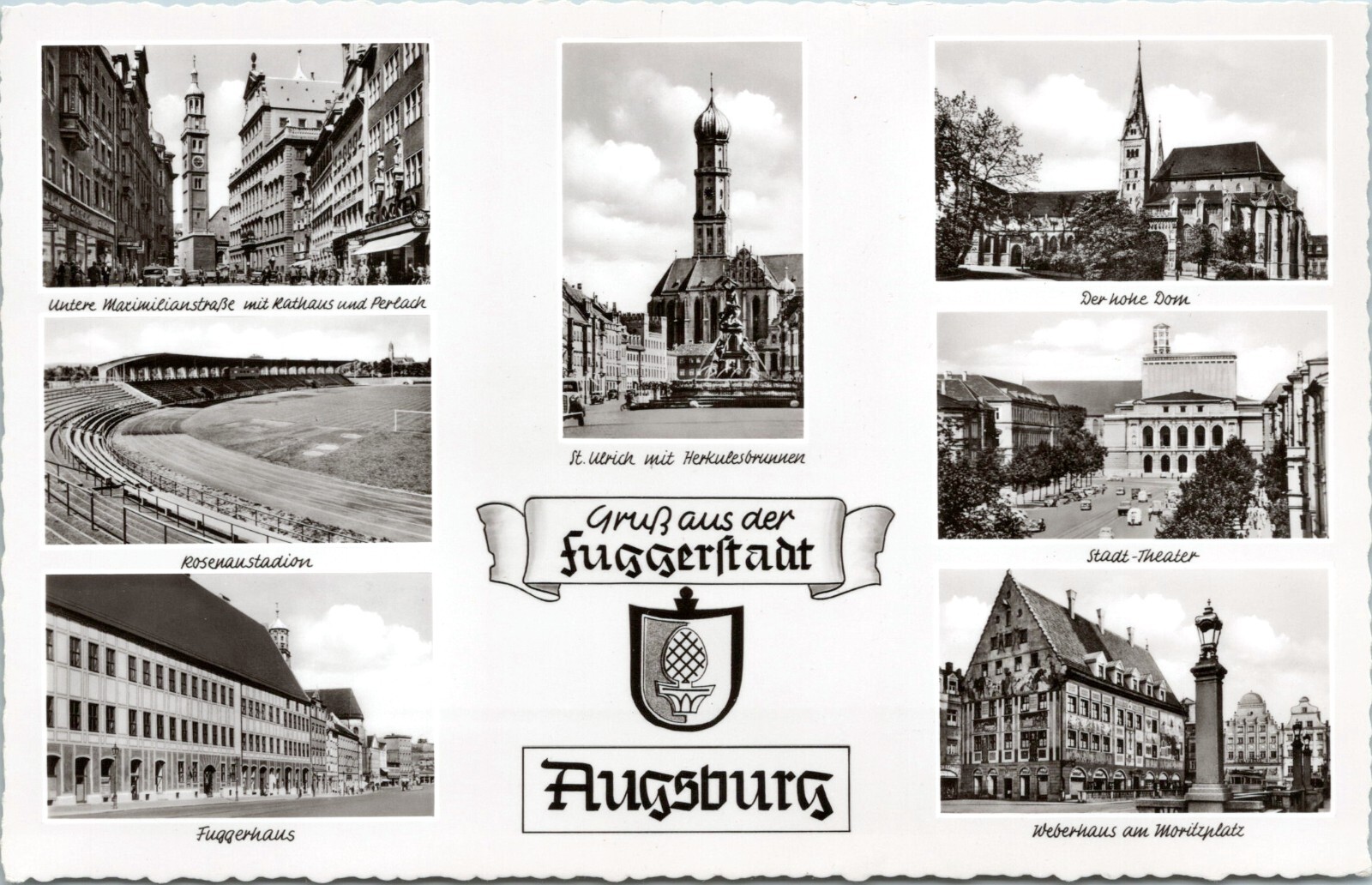 RPPC Gruss Aus der Fuggerstadt, Augsburg Germany - Multiple Views Photo Postcard