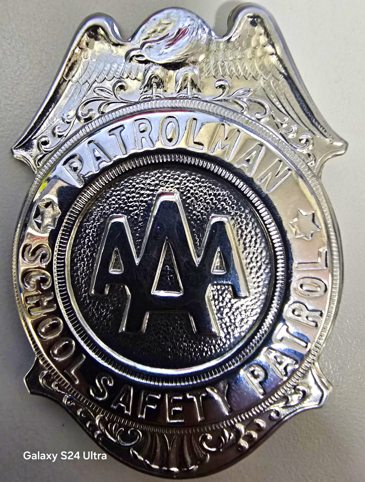 Vintage AAA School Safety Patrolman Badge Grammes Allentown PA Eagle Pin
