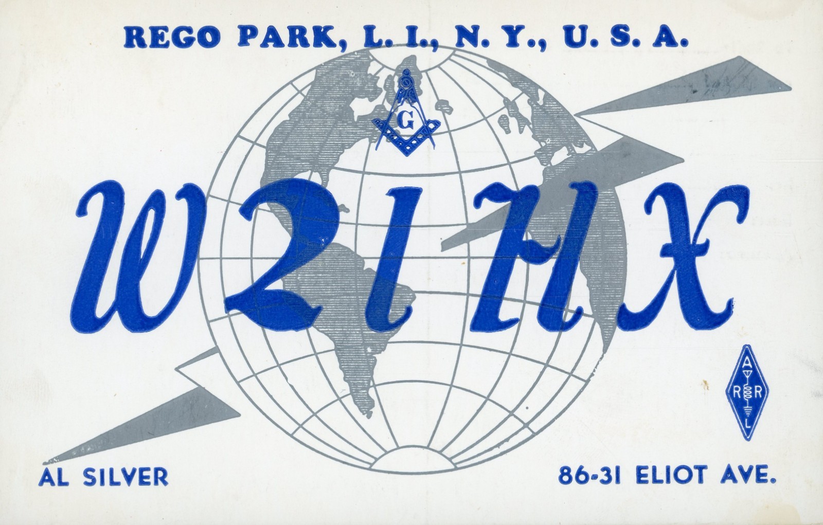 Vintage Amateur Radio QSL Postcard, 1950\'S, W2IHX, Rego Park, NY