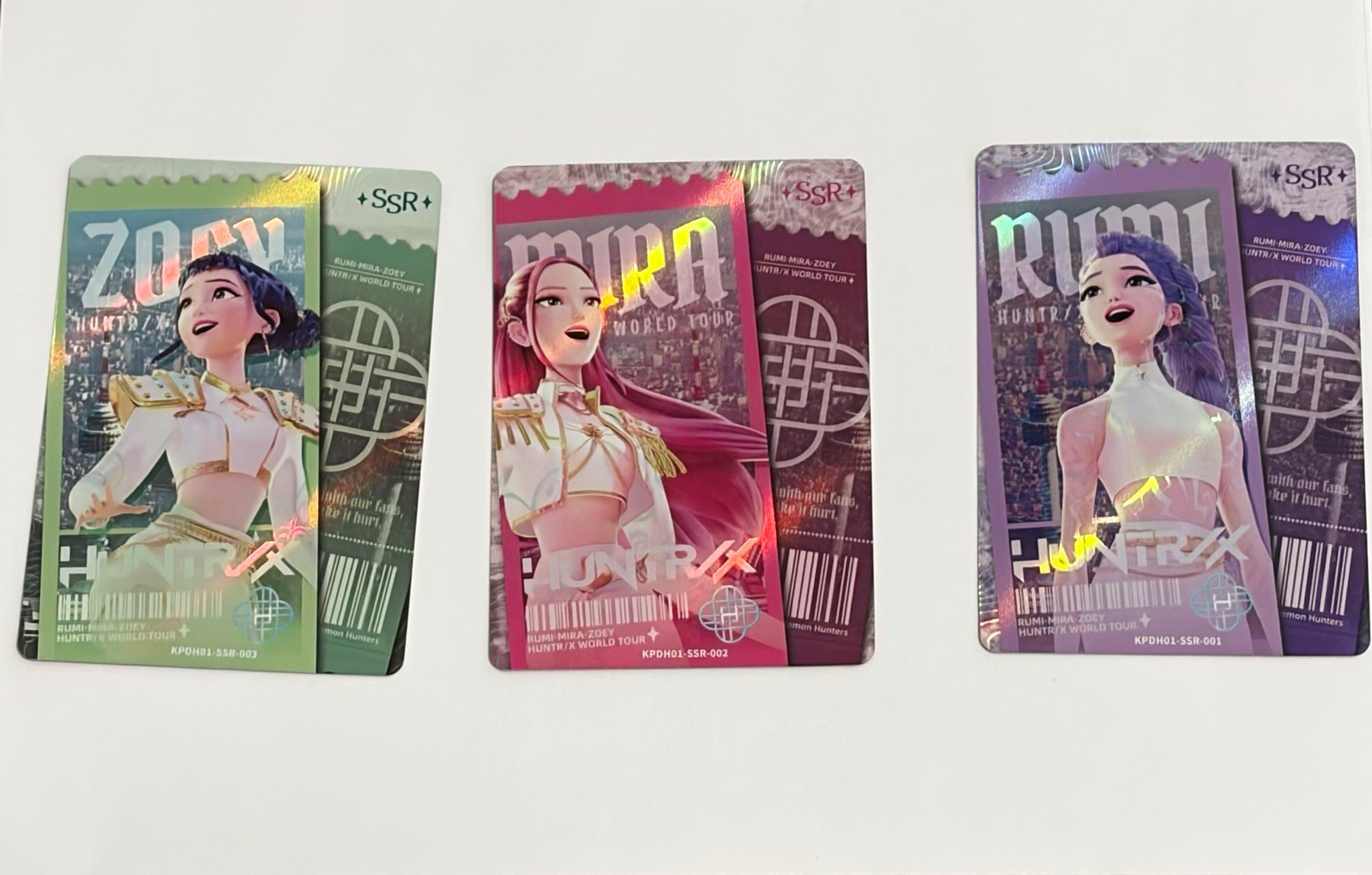 2026 KAYOU HUNTR/X World Tour SSR Hologram Lot of 3 Zoe Mira Rumi kpdh01-ssr-