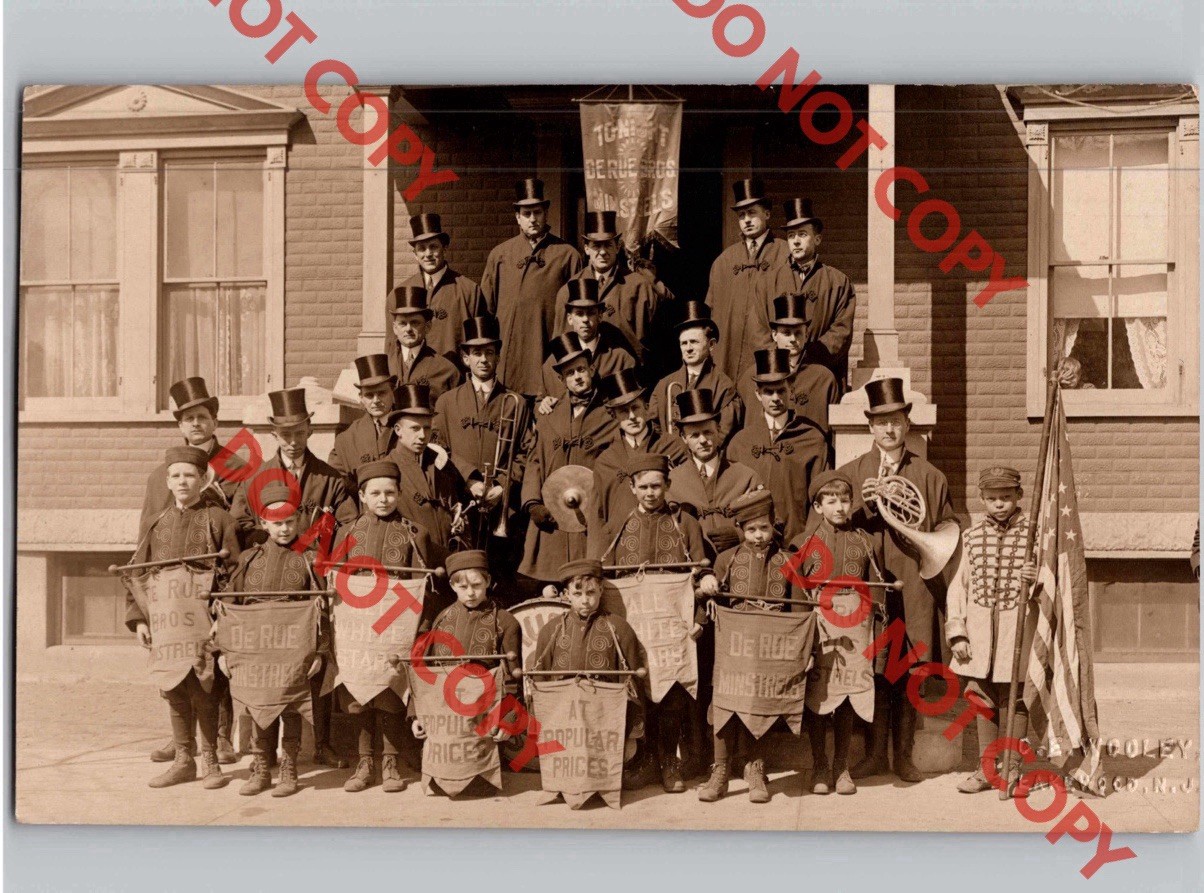 WOW c1910 De Rue Bros ALL WHITE STARS Minstrel Lakewood New Jersey NJ RPPC Photo