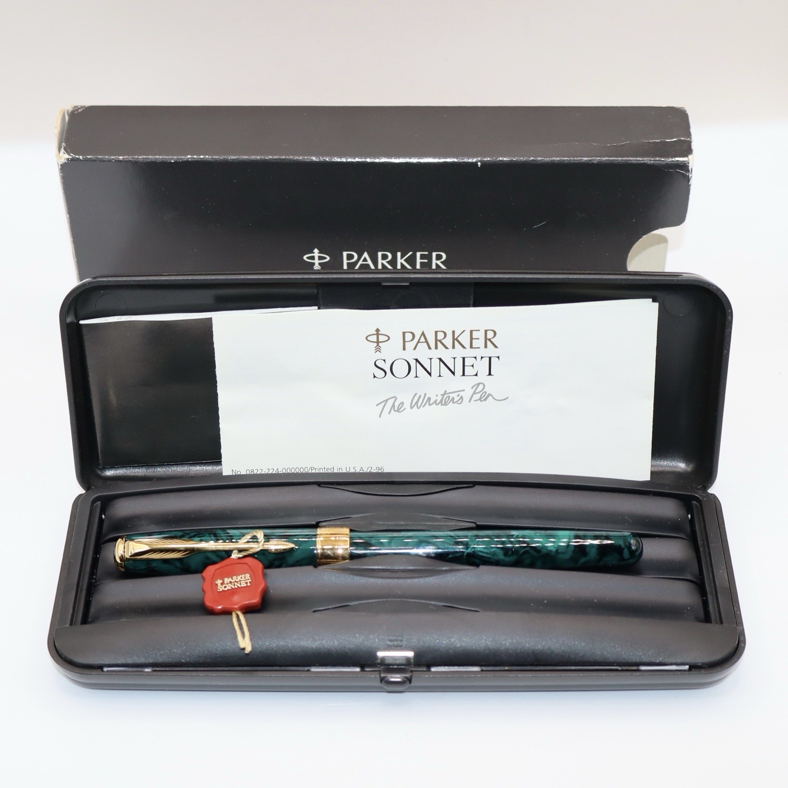 Parker Sonnet Premier Ballpoint Pen Green & Gold In Box France New In Box