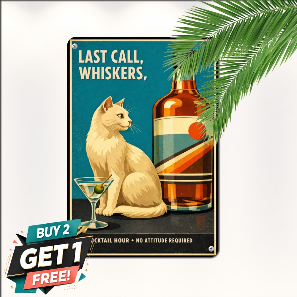 vintage cat cocktail poster art siamese illustration martini