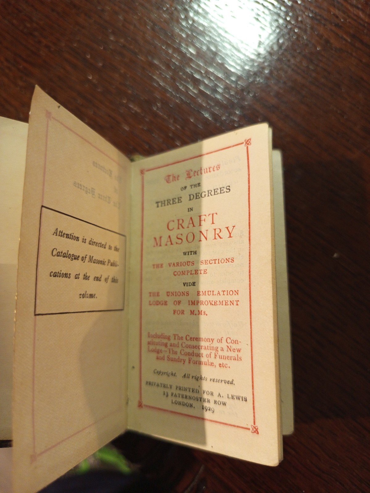 1929 The Lectures of the Three Degree in Craft Masonry  Freemasonry masonic/570