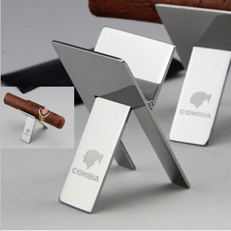 4 Pcs Silver Cigar Stand Ashtray Stainless Steel Metal Cigarette Holder Foldable