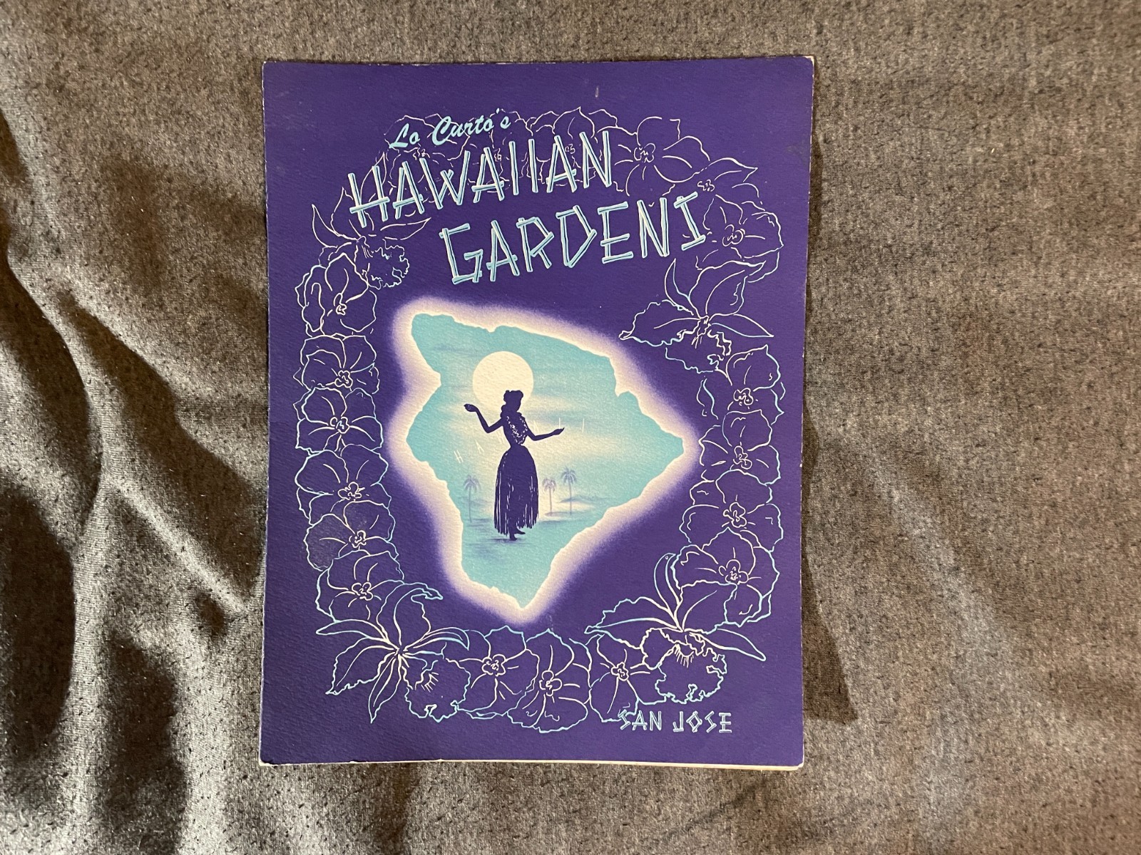 Lo Curto\'s Hawaiian Gardens Tiki Restaurant Menu San Jose California CA 1950\'s